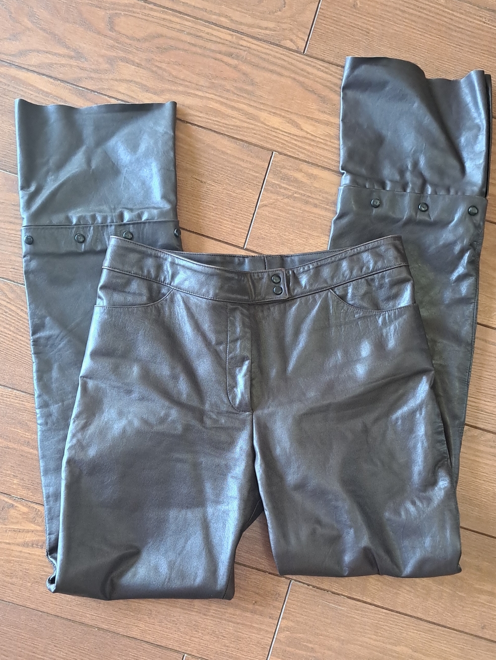 Christine Ganeaux Leather Convertible Snap Hem Pants 4
